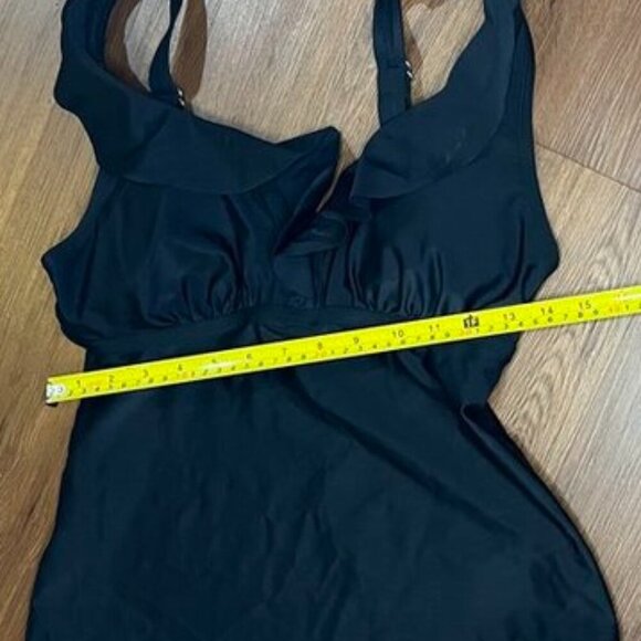 Time and Tru Ruffle One-Piece TOP ONLY – Black – Size Medium (8–10) – Gently Use - Picture 7 of 7